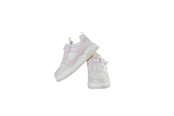 "Close-up of the durable synthetic leather and breathable mesh upper on Girls Comfort Sneakers"