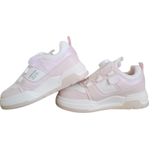 Side view of Z-StarLuxe Girls Comfort Sneakers highlighting the adjustable toggle strap"