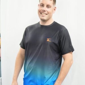 Front view of z momentum mens performance shirt showcasing advanced sweat-wicking design